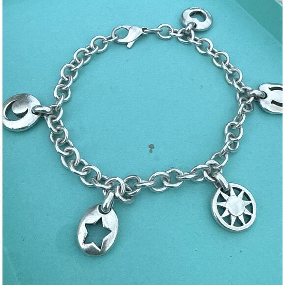 Tiffany & Co. Silver Sun Moon Star Heart Horseshoe Charm Bracelet XXL 9.5” RARE - Picture 7 of 9